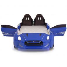 Дитяче ліжко машина GTR Blue 190х90 см з підсвіткою, музикою, шкіряний салон, пультом